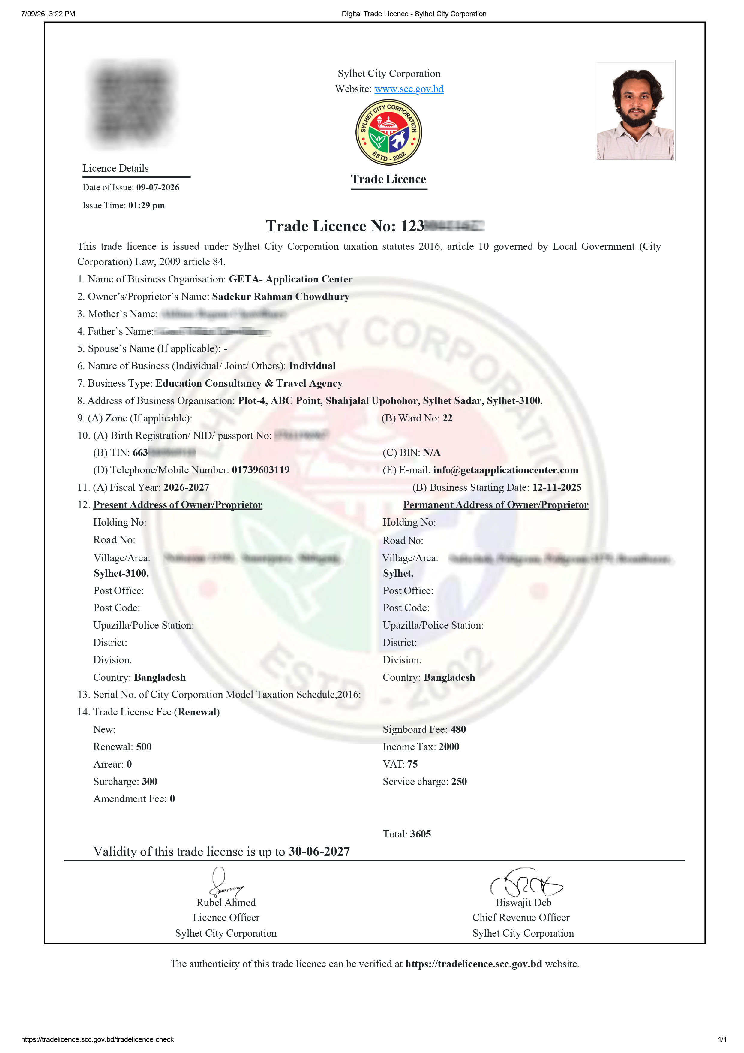 TRADE LICENSE